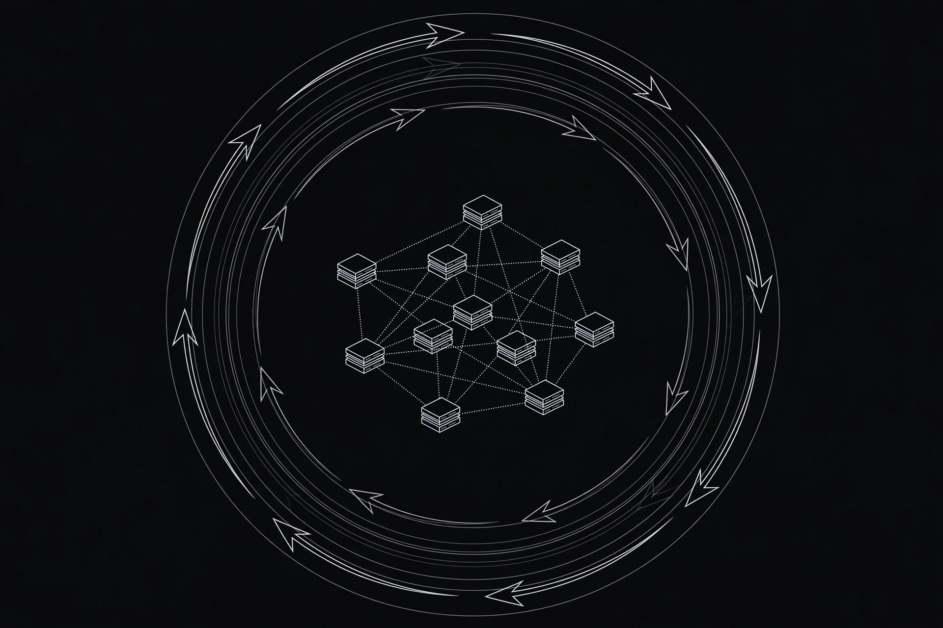 Illustration of rotating proxy requests across multiple server nodes