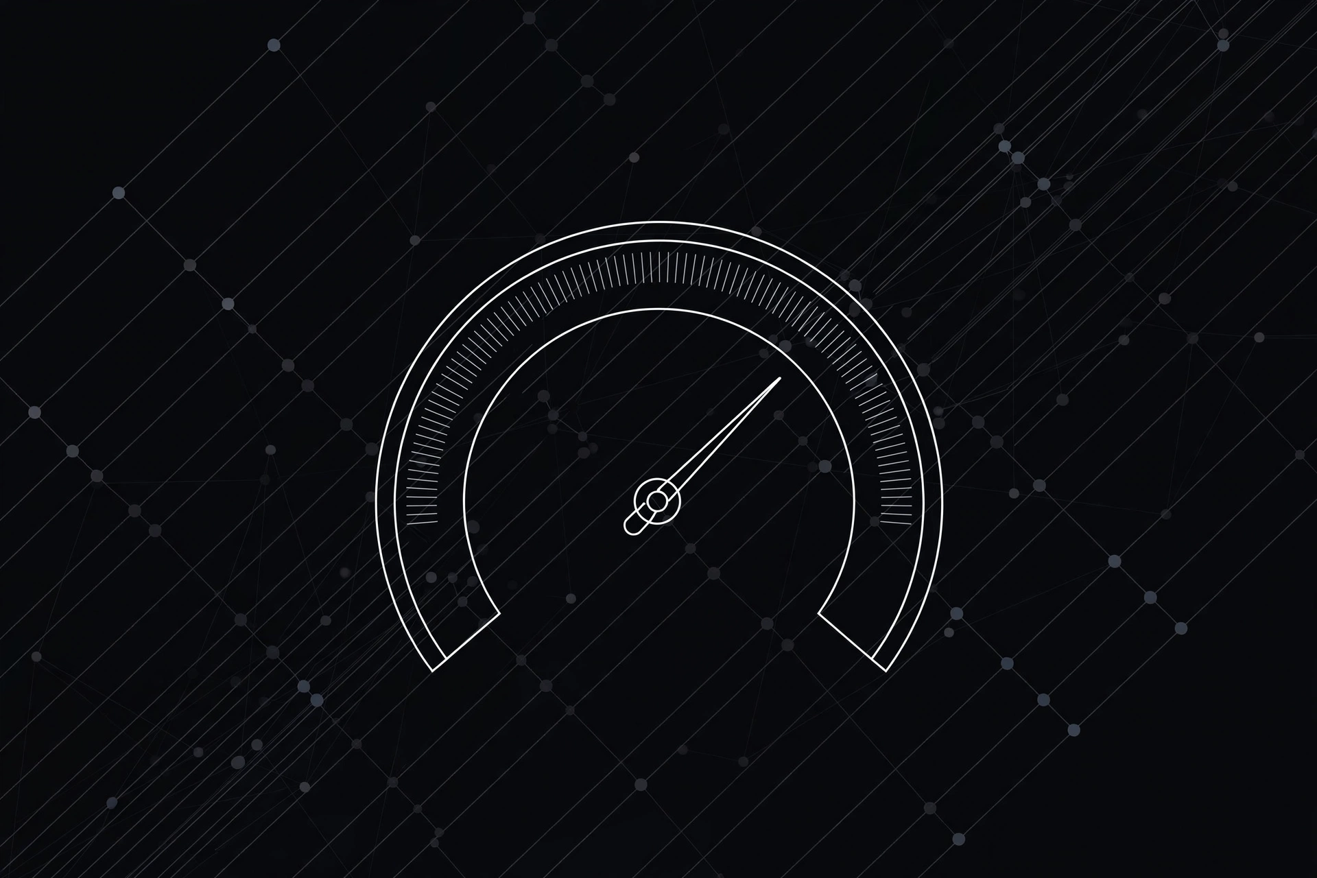 Abstract speedometer gauge over network lines, representing proxy latency testing