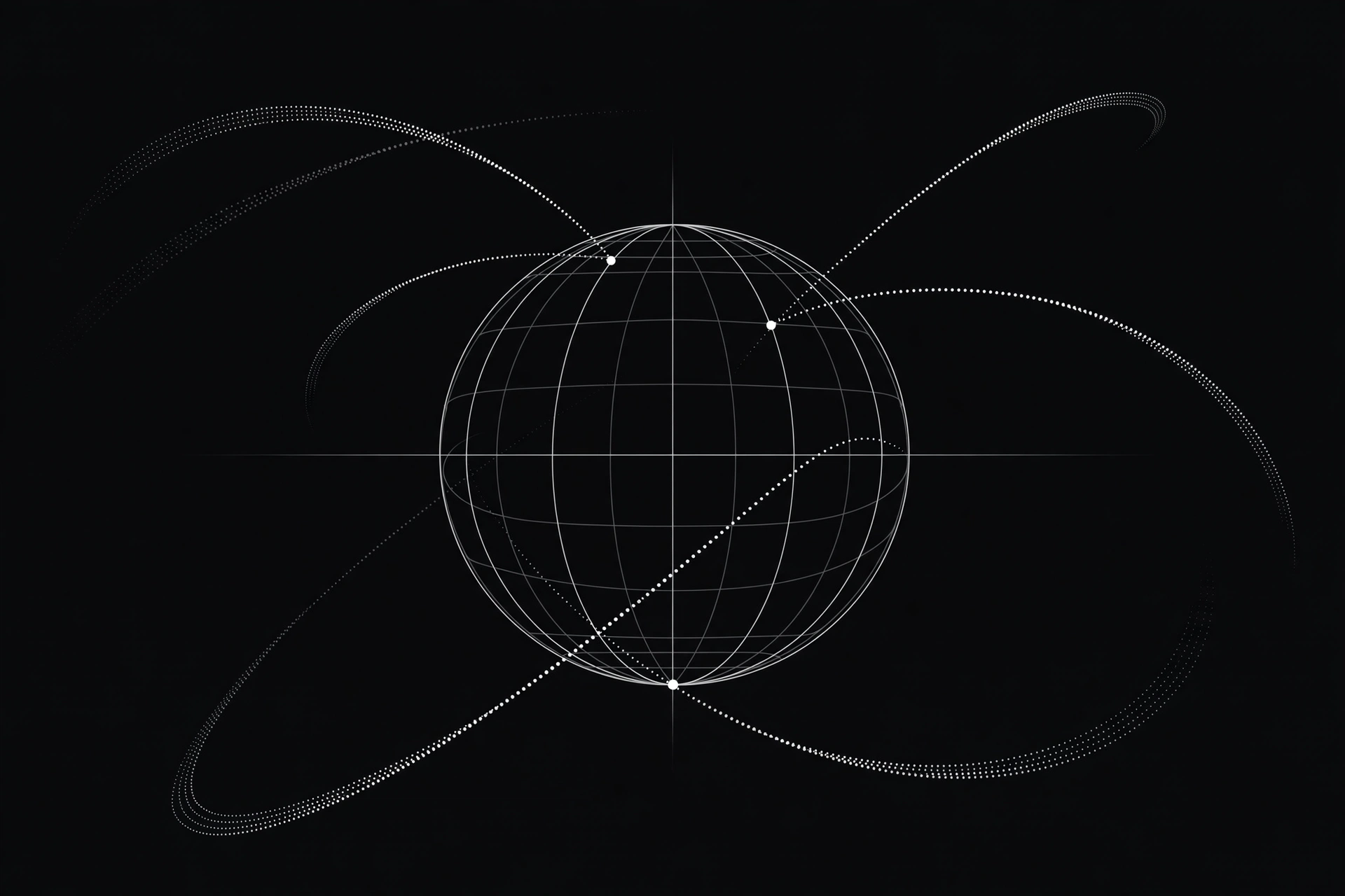Line-art globe with long dotted connection arcs showing how distance adds latency to proxy traffic